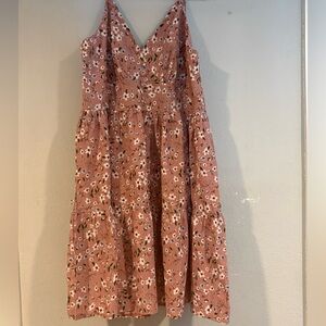Floral Pink Sleeveless Dress
